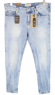 SCOTCH &amp; SODA Skim W34/L34 mėlyni tamprūs džinsai, aptempti, skalbto džinso rašto vyriški 