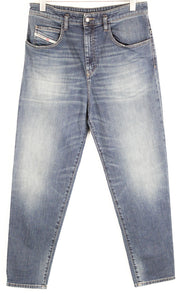 DIESEL moteriški džinsai W26/L32 D-Vizons 089AR mėlyni, morkų kirpimo, skalbti, tamprūs, su užtrauktuku 