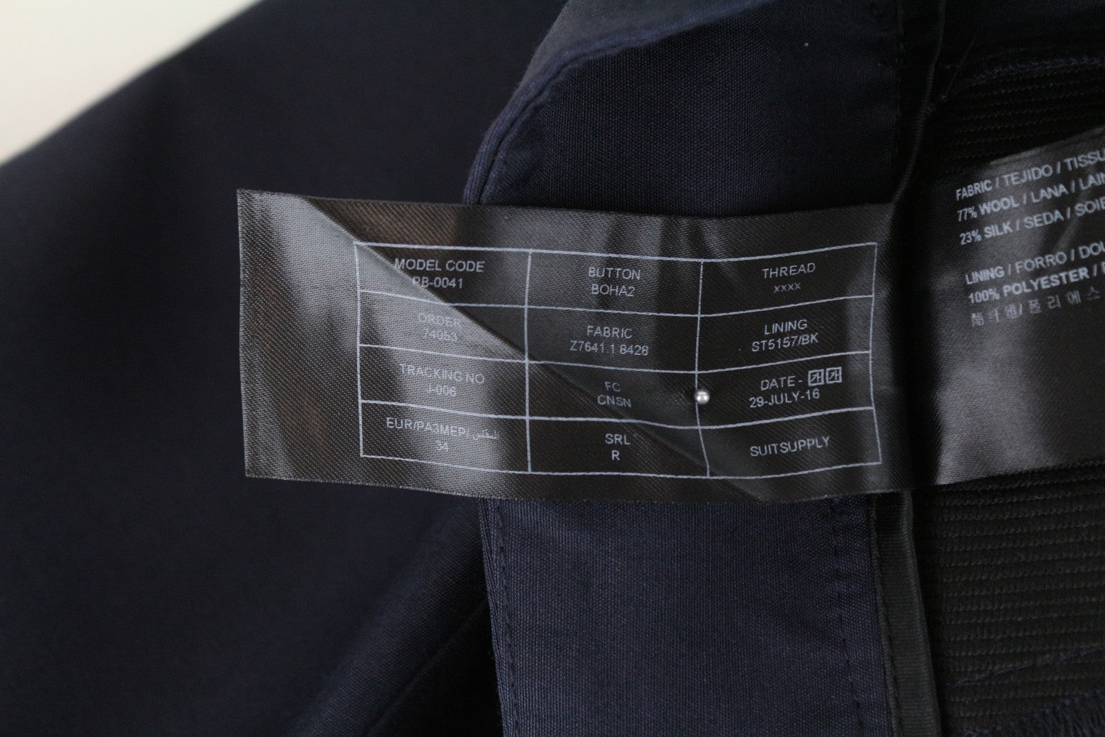 SUISTUDIO Lucian Tamsiai mėlynos vilnos ir šilko kelnės EU34R klostuotas pamušalas klasikinės moteriškos 