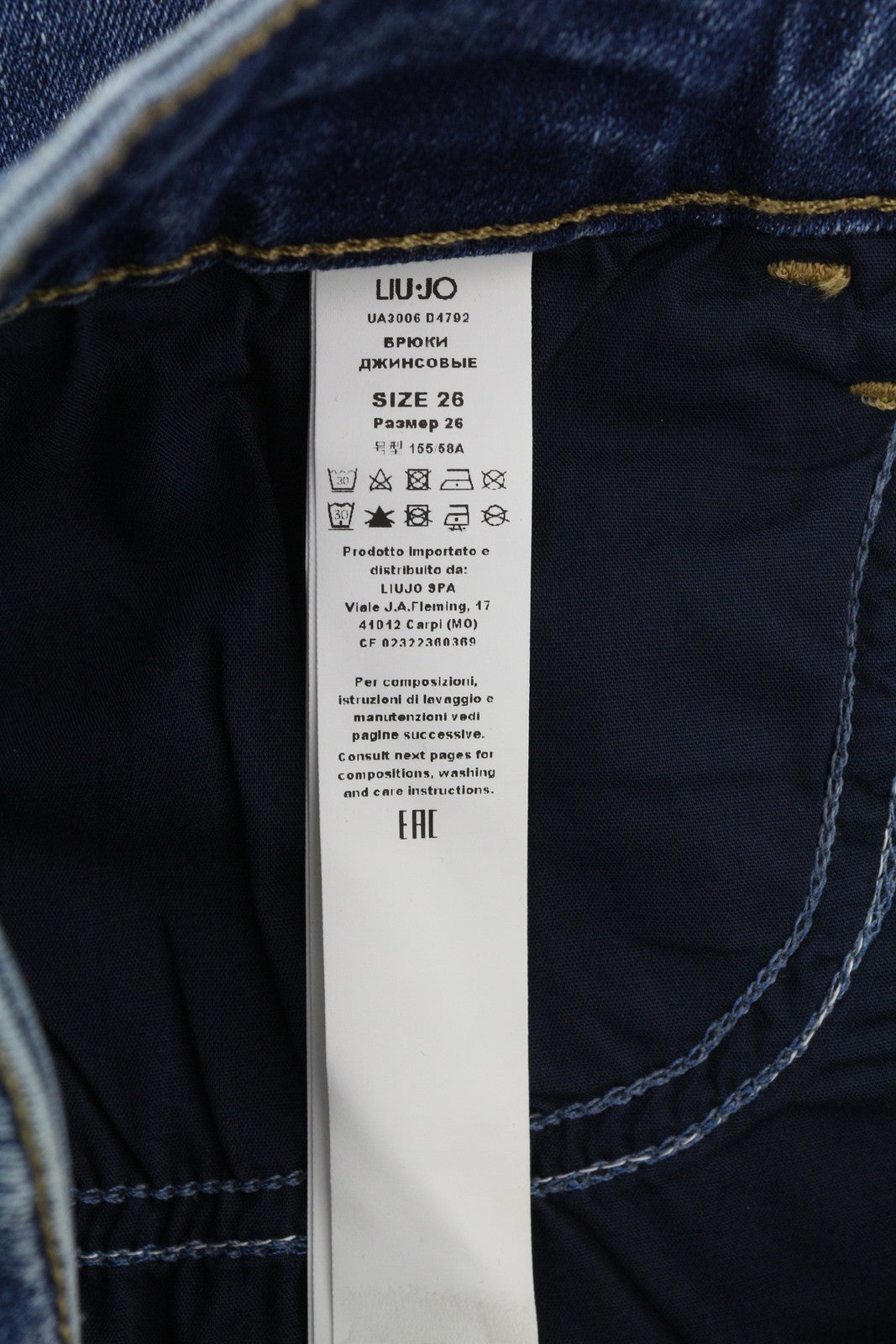 LIU JO Women Jeans W26 Washed Denim Blue Skinny Fit High Waist Ankle Length