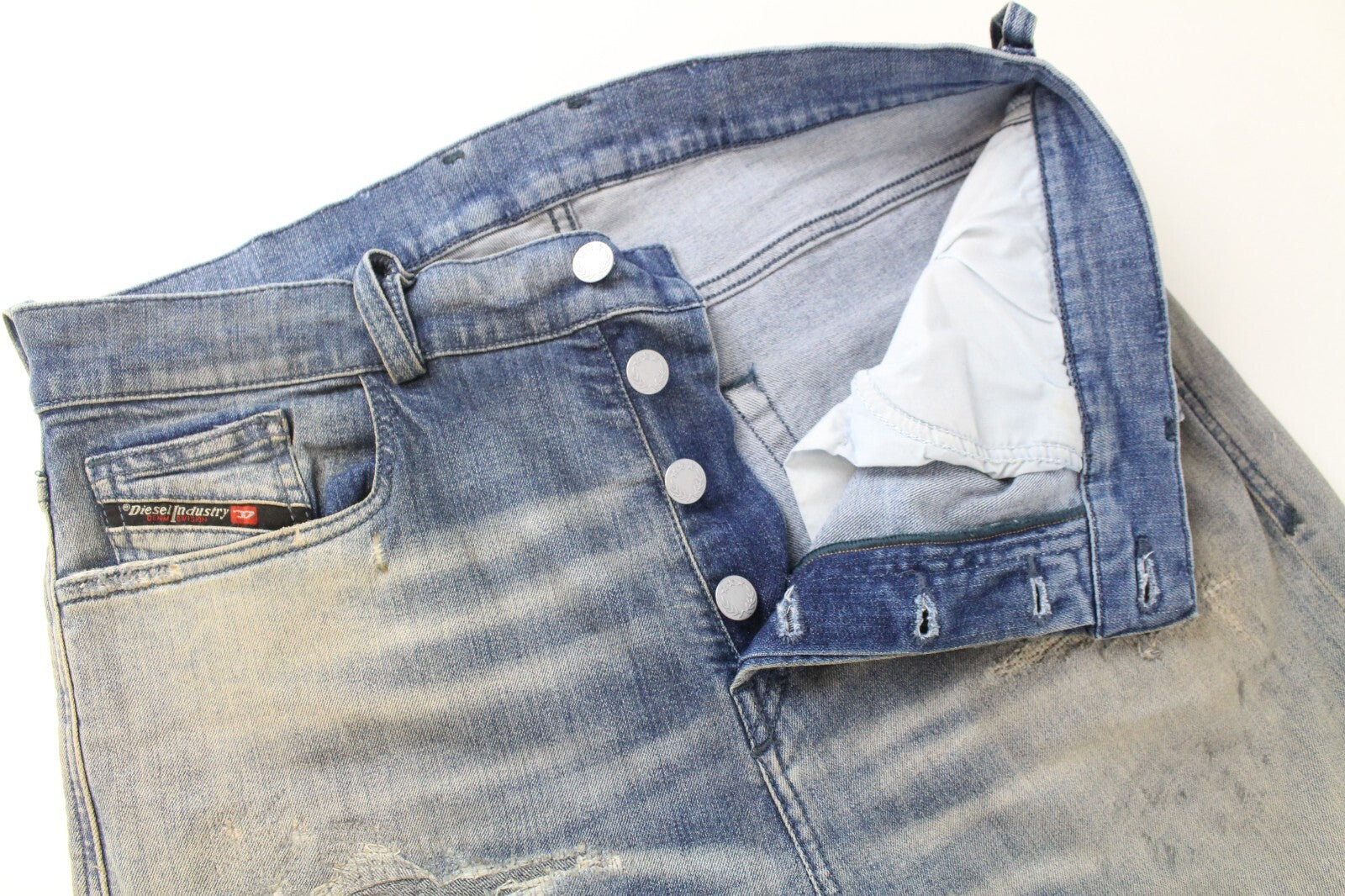 DIESEL Men Jeans W30/L32 D-Vider 084AQ Carrot Fit Aged Blue Wash Stretch Ripped