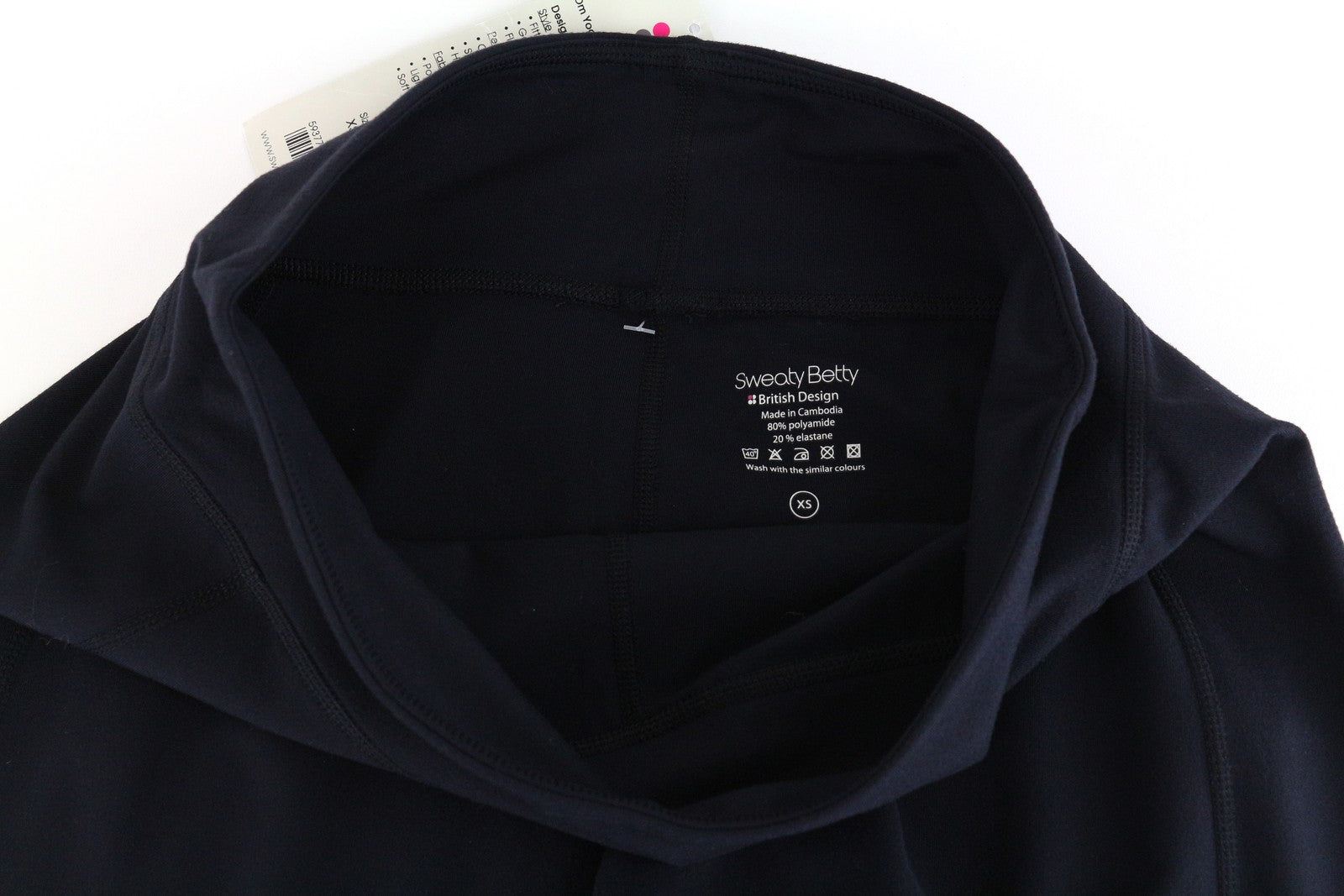 SWEATY BETTY Om jogos kelnės su platėjančiomis juosmenimis XS dydžio, juodos, tamprios, moteriškos sportinės kelnės 