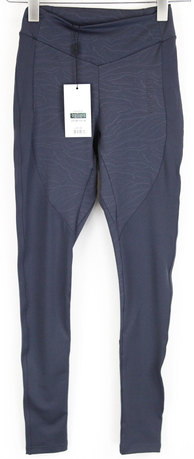 GYM SHARK moteriškos blizgios tamprės S mėlynos raštuotos tamprios sportinės aprangos 