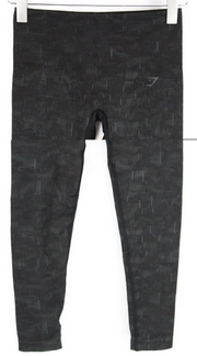 GYM SHARK moteriškos tamprės S dydžio tamsiai pilkos raštuotos sportinės aprangos tamprūs logotipas 