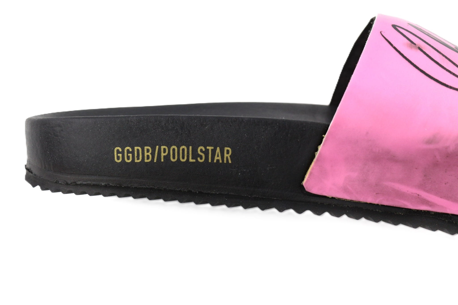 GOLDEN GOOSE Poolstar moteriškos šlepetės, 39 m., rožinės ir juodos, užmaunamos su logotipu 