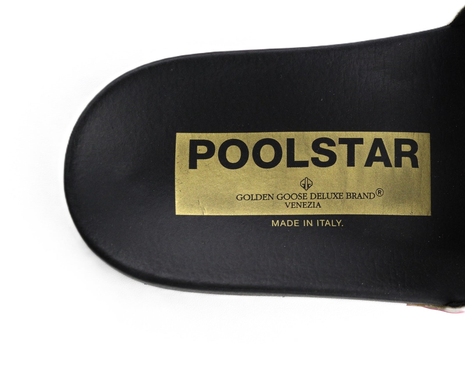 GOLDEN GOOSE Poolstar moteriškos šlepetės, 39 m., rožinės ir juodos, užmaunamos su logotipu 