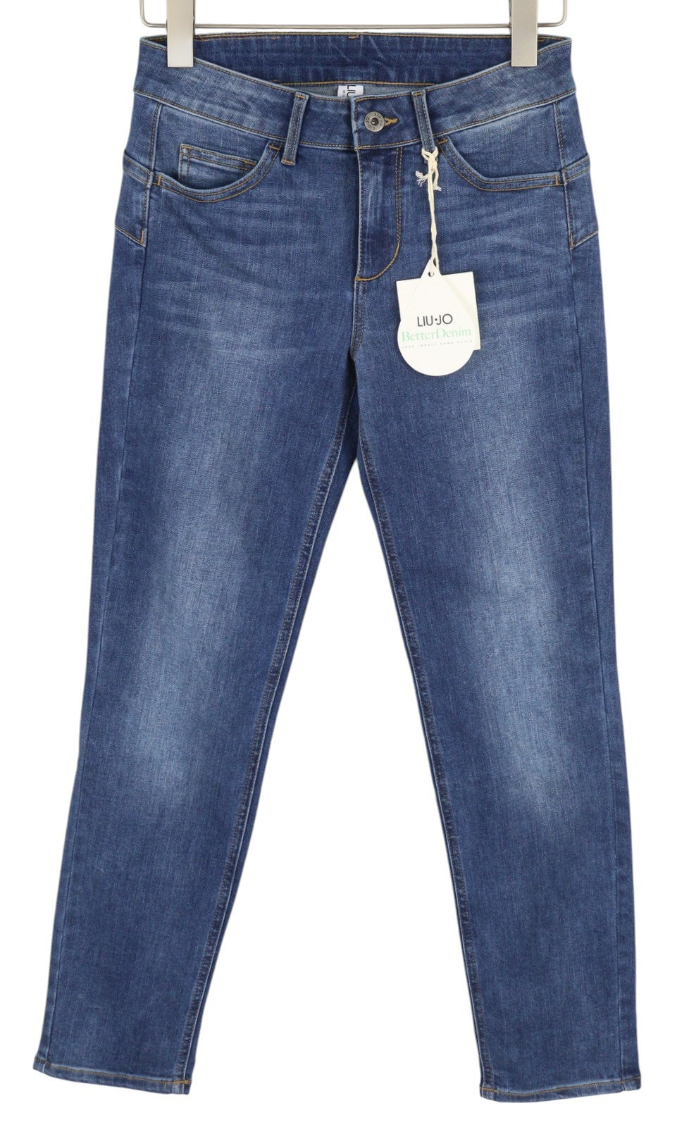 LIU JO Monroe Women Jeans W28 Skinny Fit Stretch Ankle Length Washed Denim Blue