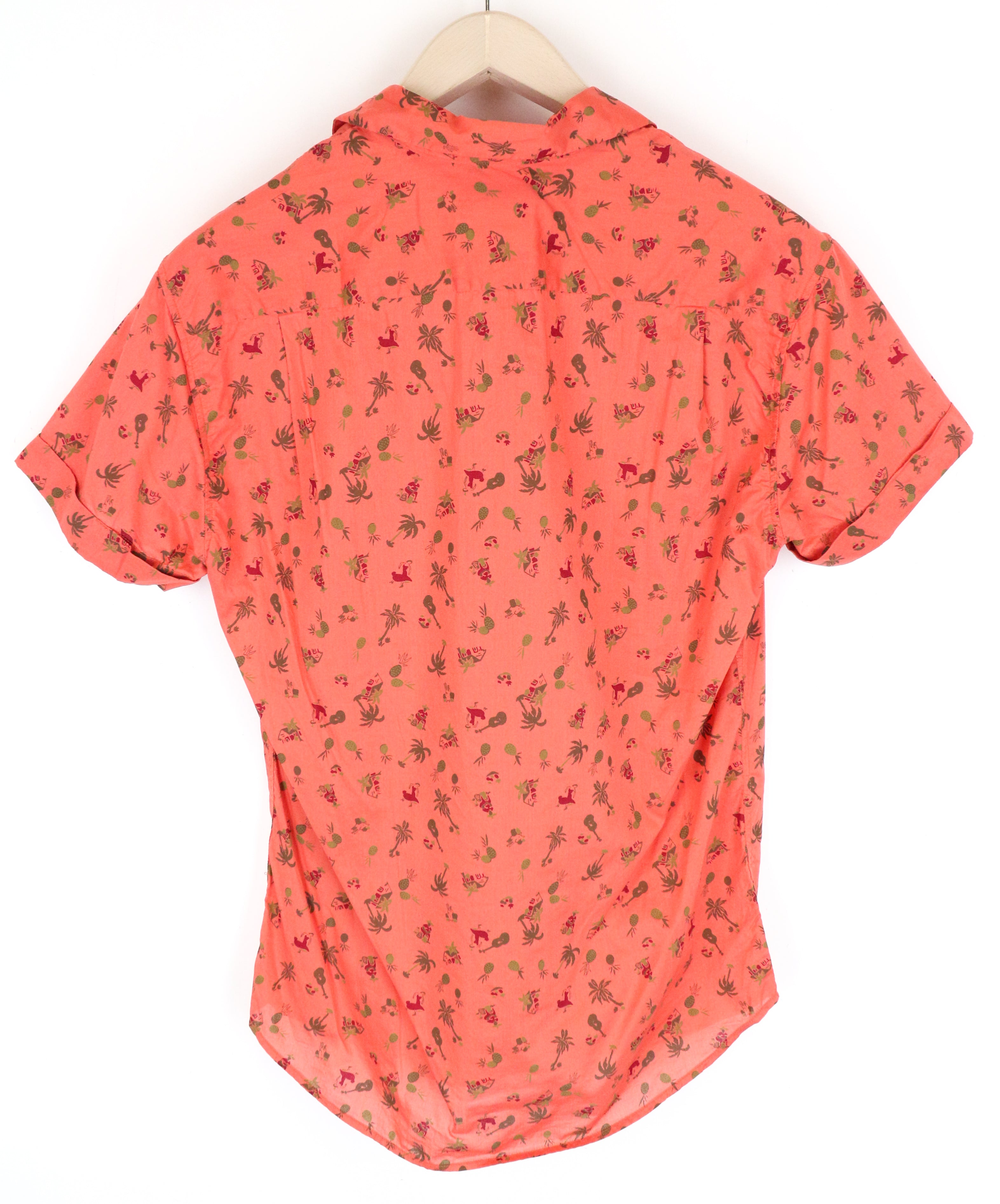 SCOTCH & SODA Ams Couture Shirt S Orange Pure Cotton Pattern Short Sleeve Men's