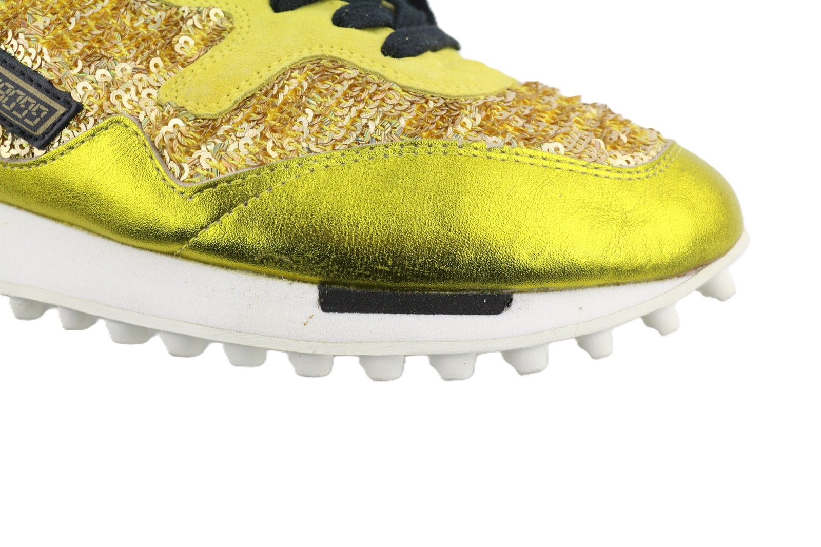 GOLDEN GOOSE Starland moteriški sportbačiai EU39 auksinės odos sportbačiai su blizgučiais, žema pado pamušalu 