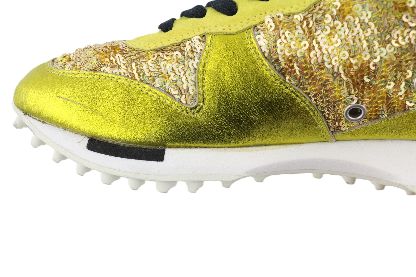 GOLDEN GOOSE Starland moteriški sportbačiai EU39 auksinės odos sportbačiai su blizgučiais, žema pado pamušalu 