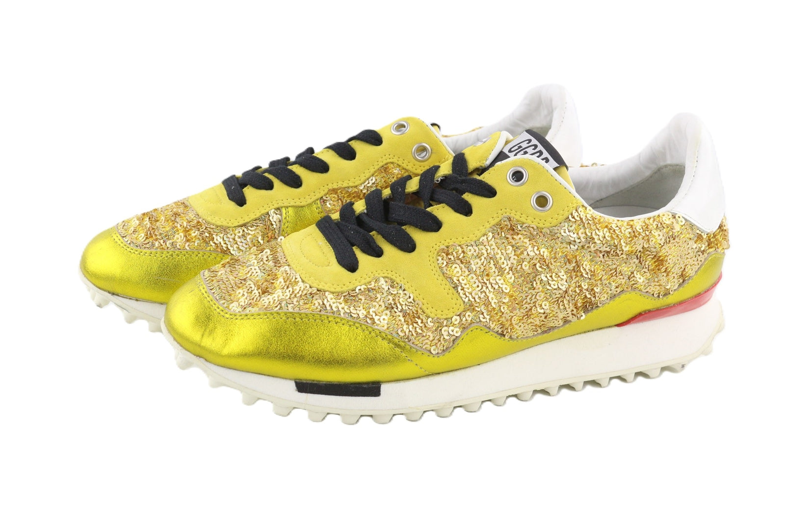 GOLDEN GOOSE Starland moteriški sportbačiai EU39 auksinės odos sportbačiai su blizgučiais, žema pado pamušalu 