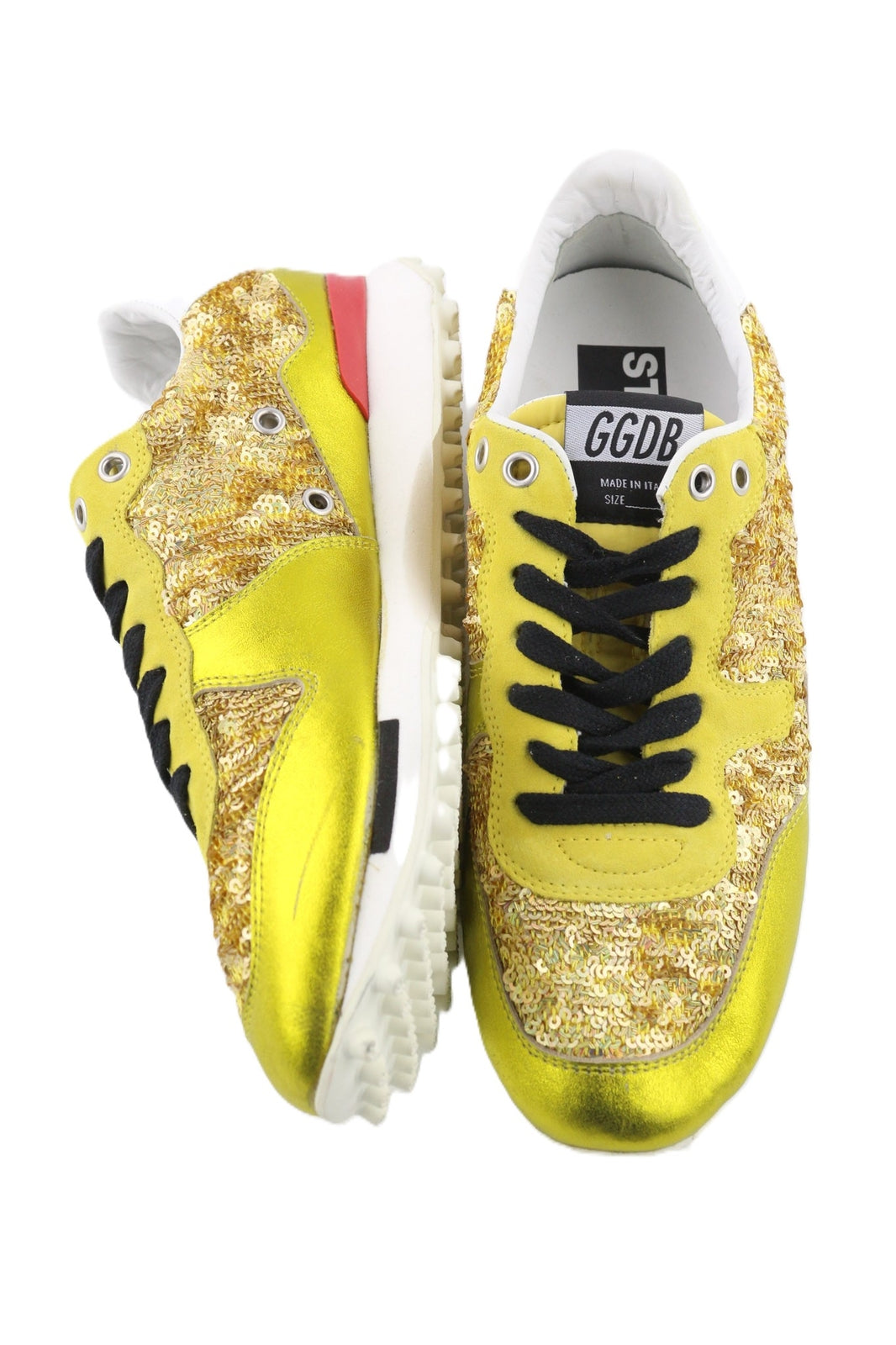 GOLDEN GOOSE Starland moteriški sportbačiai EU39 auksinės odos sportbačiai su blizgučiais, žema pado pamušalu 