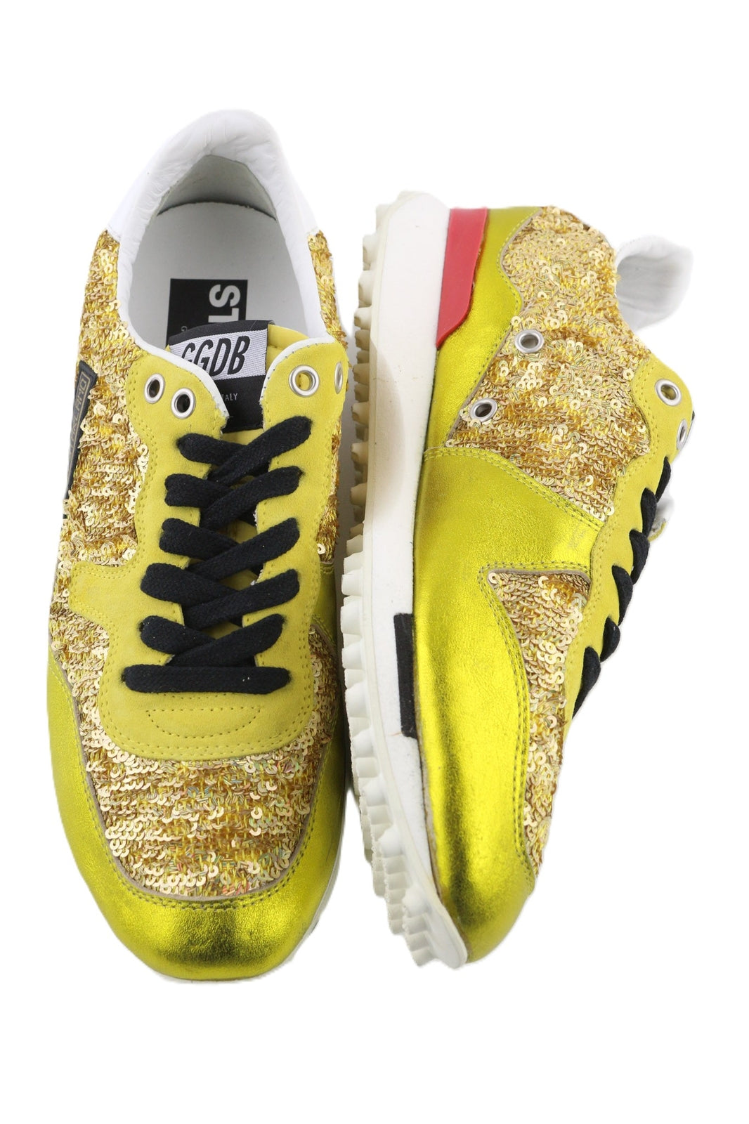 GOLDEN GOOSE Starland moteriški sportbačiai EU39 auksinės odos sportbačiai su blizgučiais, žema pado pamušalu 