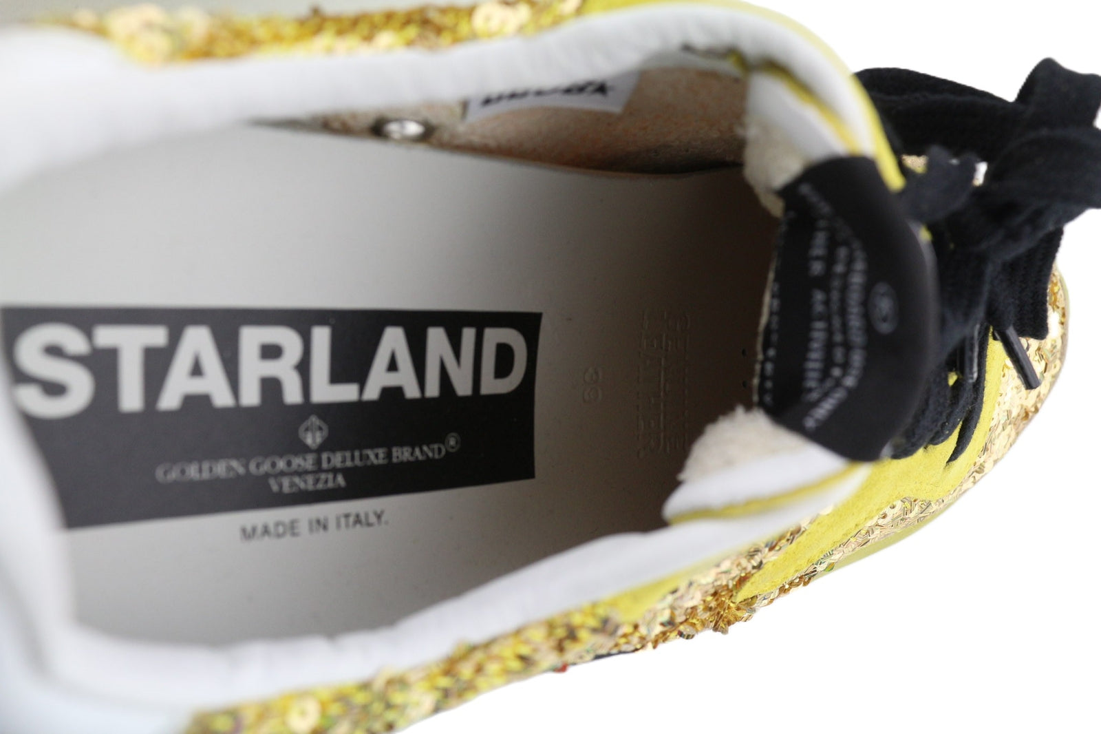 GOLDEN GOOSE Starland moteriški sportbačiai EU39 auksinės odos sportbačiai su blizgučiais, žema pado pamušalu 