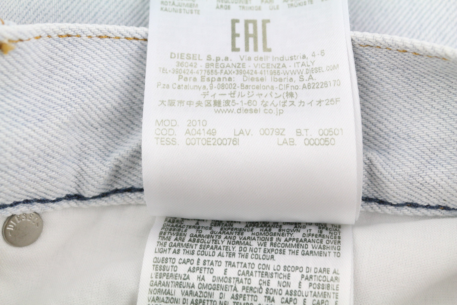 DIESEL 2010 0079Z Men Jeans W36/L30 Loose Fit Mid Waist Straight Leg RRP€250