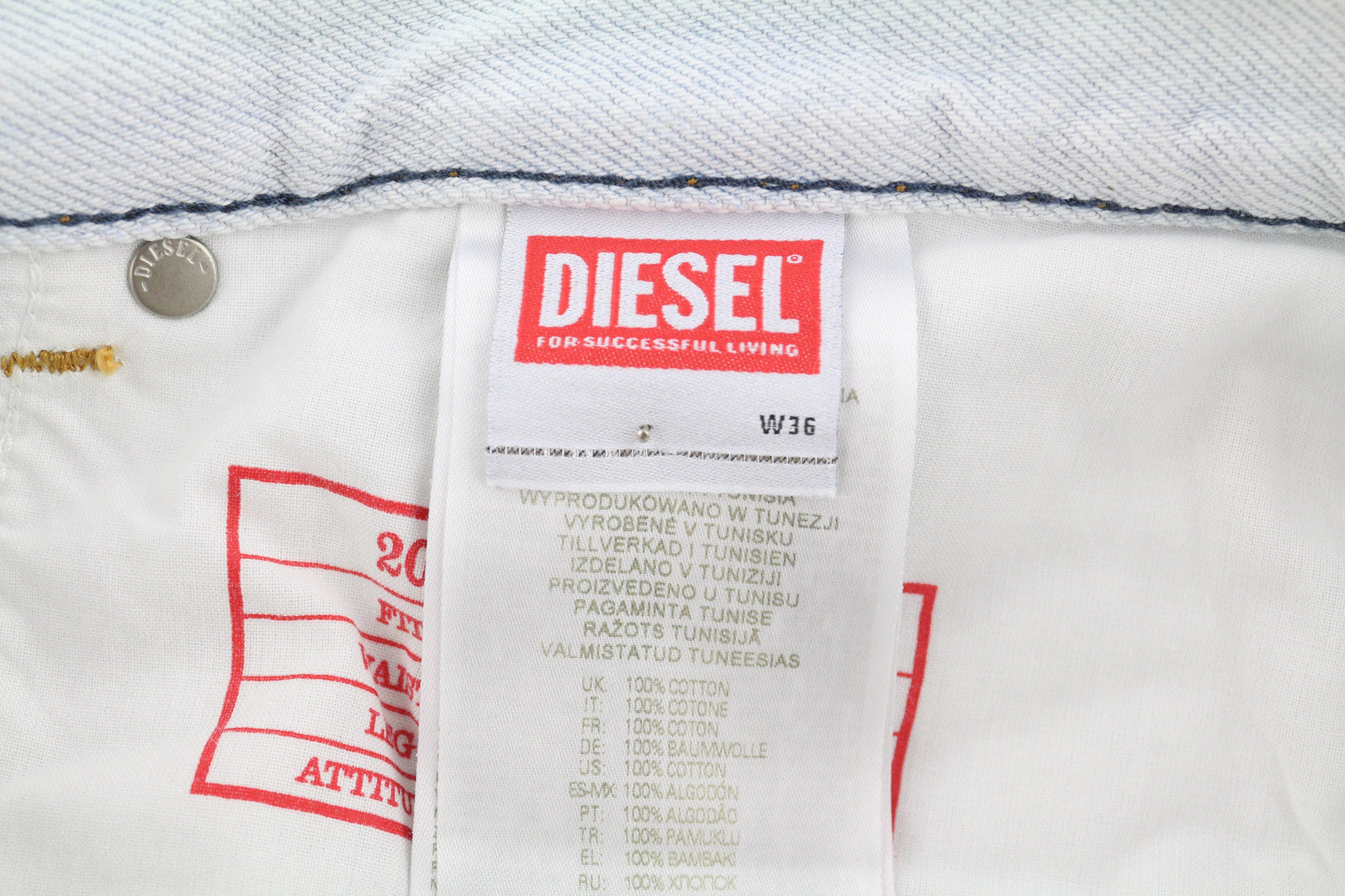 DIESEL 2010 0079Z Men Jeans W36/L30 Loose Fit Mid Waist Straight Leg RRP€250