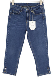 LIU JO Women Jeans W29 Regular Fit High Waist Stretch Capri Washed Denim Blue
