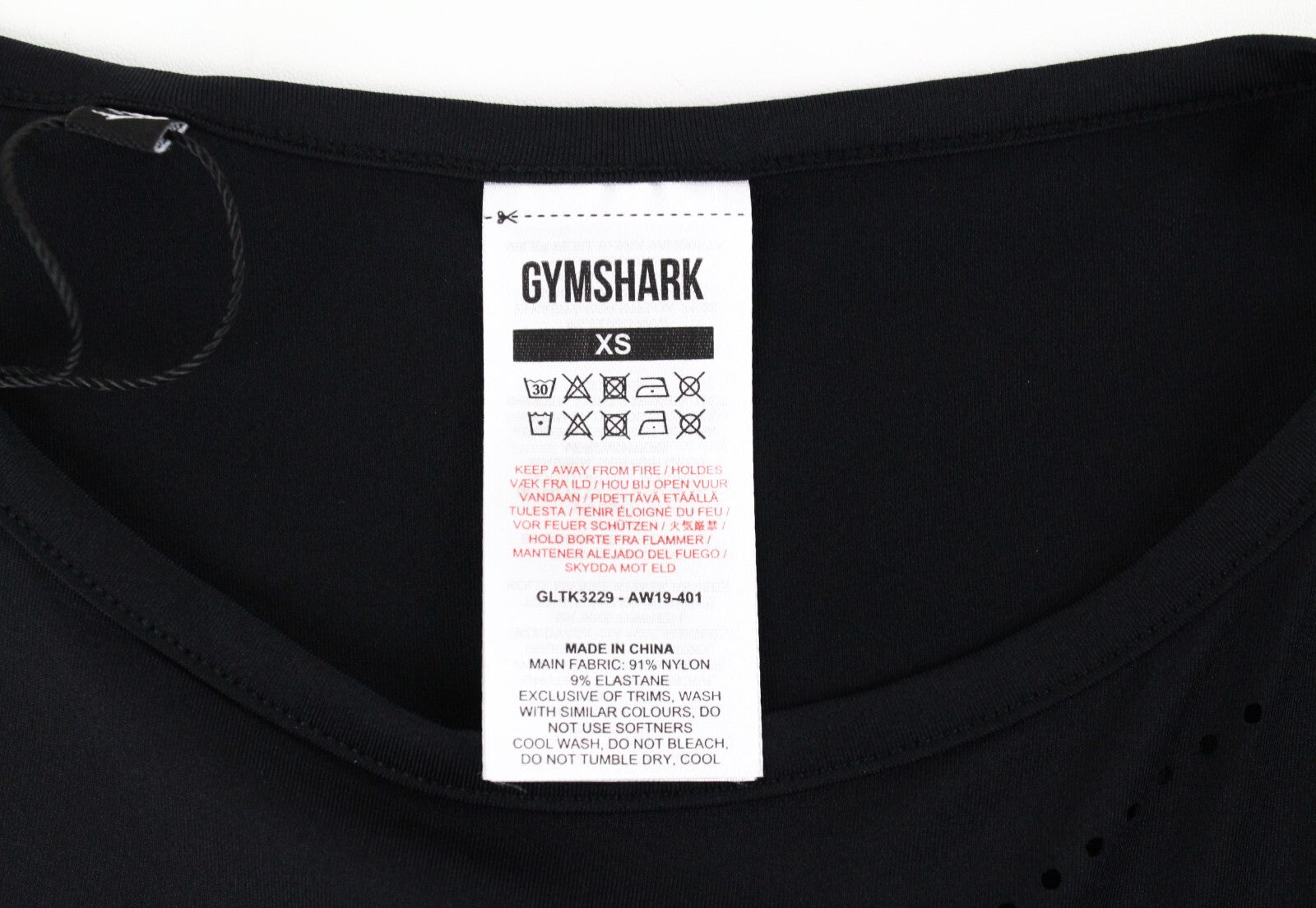 GYM SHARK Women Top XS Black Stretch Open Back Sleeveless Logo Activewear