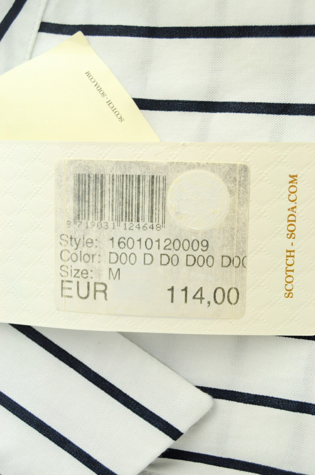 SCOTCH &amp; SODA vyriški marškinėliai M, ilgi, balti medvilniniai dryžuoti ilgomis rankovėmis 