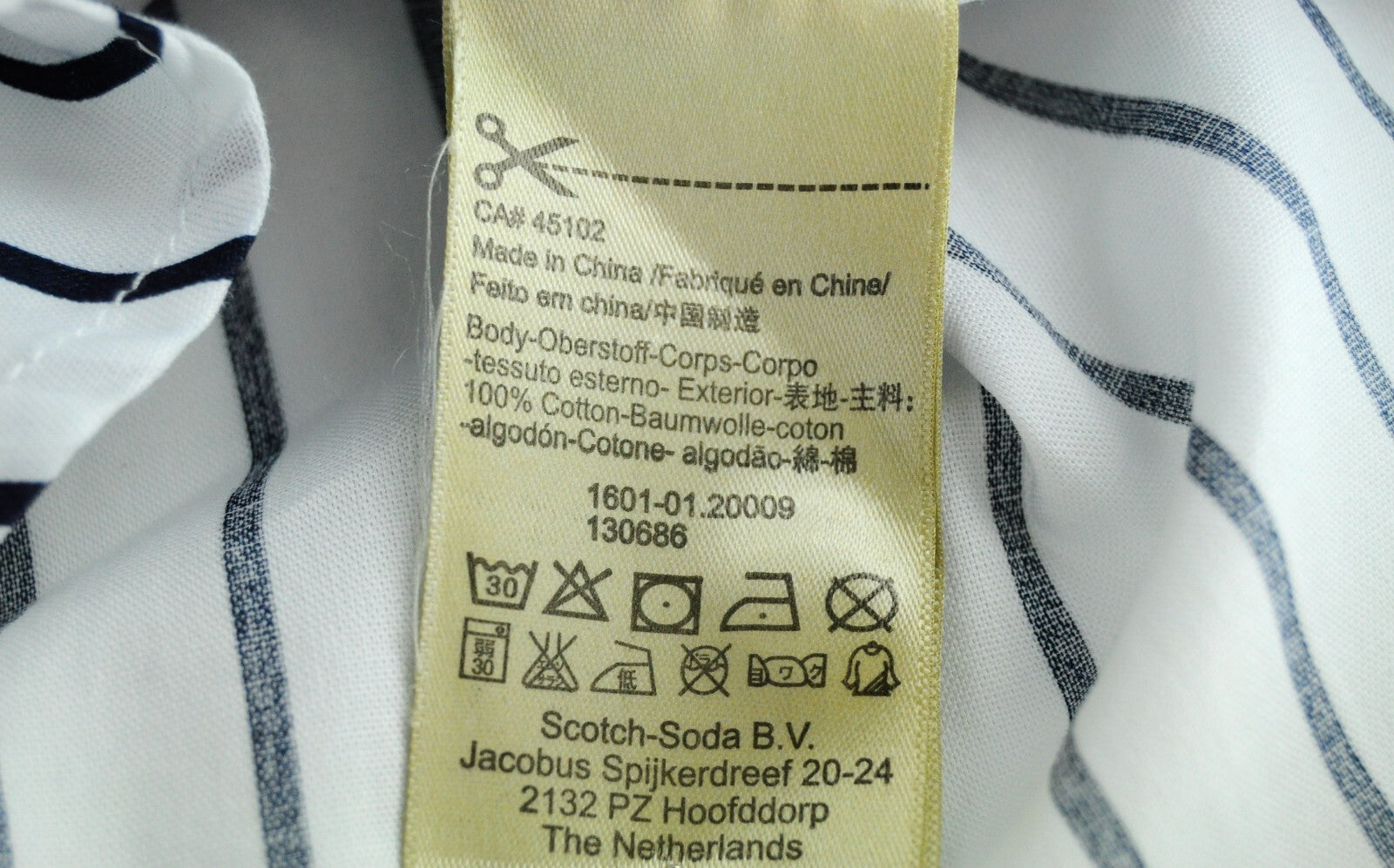 SCOTCH &amp; SODA vyriški marškinėliai M, ilgi, balti medvilniniai dryžuoti ilgomis rankovėmis 