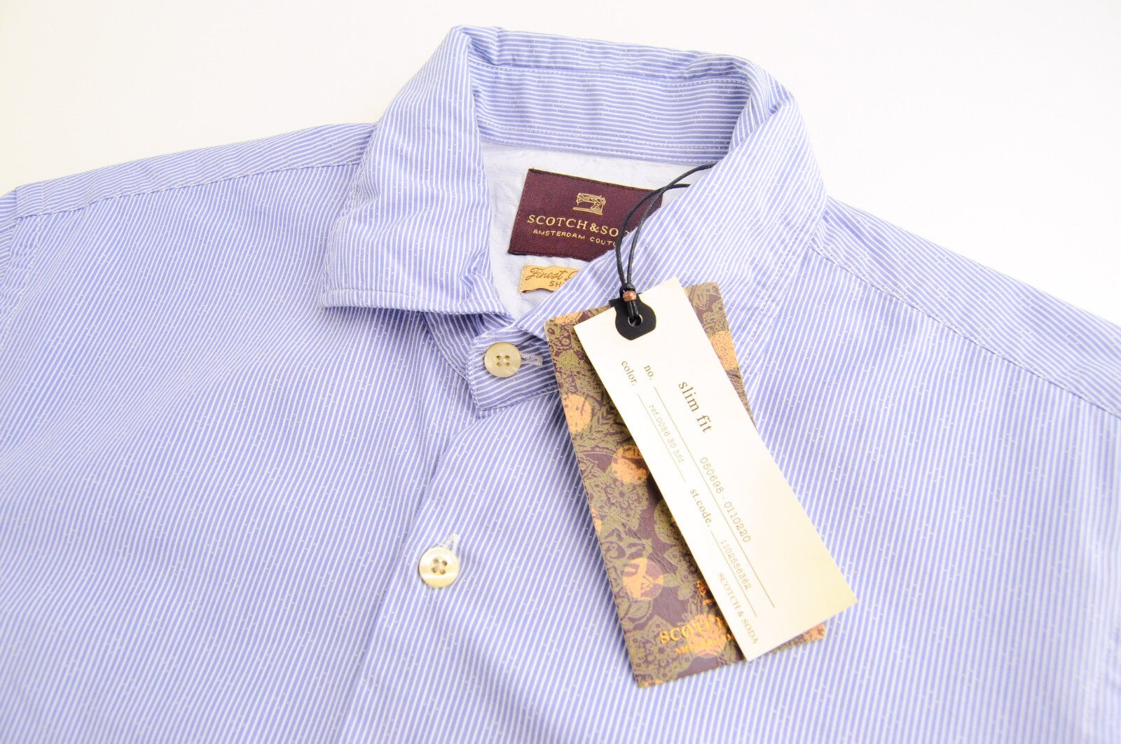 SCOTCH &amp; SODA vyriški marškinėliai S, ploni, mėlyni dryžuoti, medvilniniai, ilgomis rankovėmis.