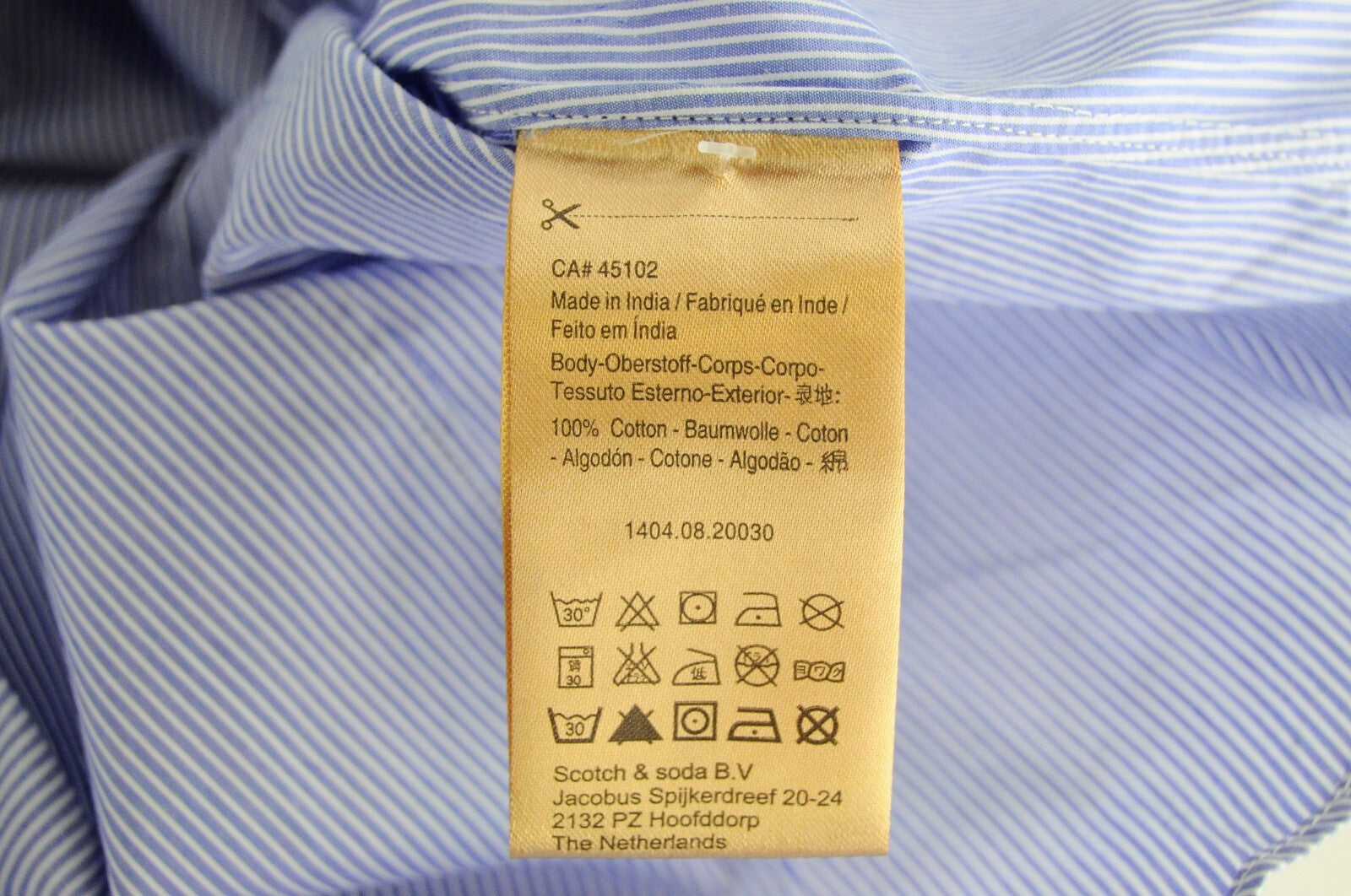 SCOTCH &amp; SODA vyriški marškinėliai S, ploni, mėlyni dryžuoti, medvilniniai, ilgomis rankovėmis.