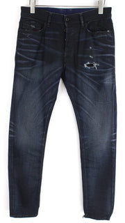 DIESEL Men Jeans W29/L32 Tepphar 080AD Slim Fit Ripped Stretch Dark Blue Cotton