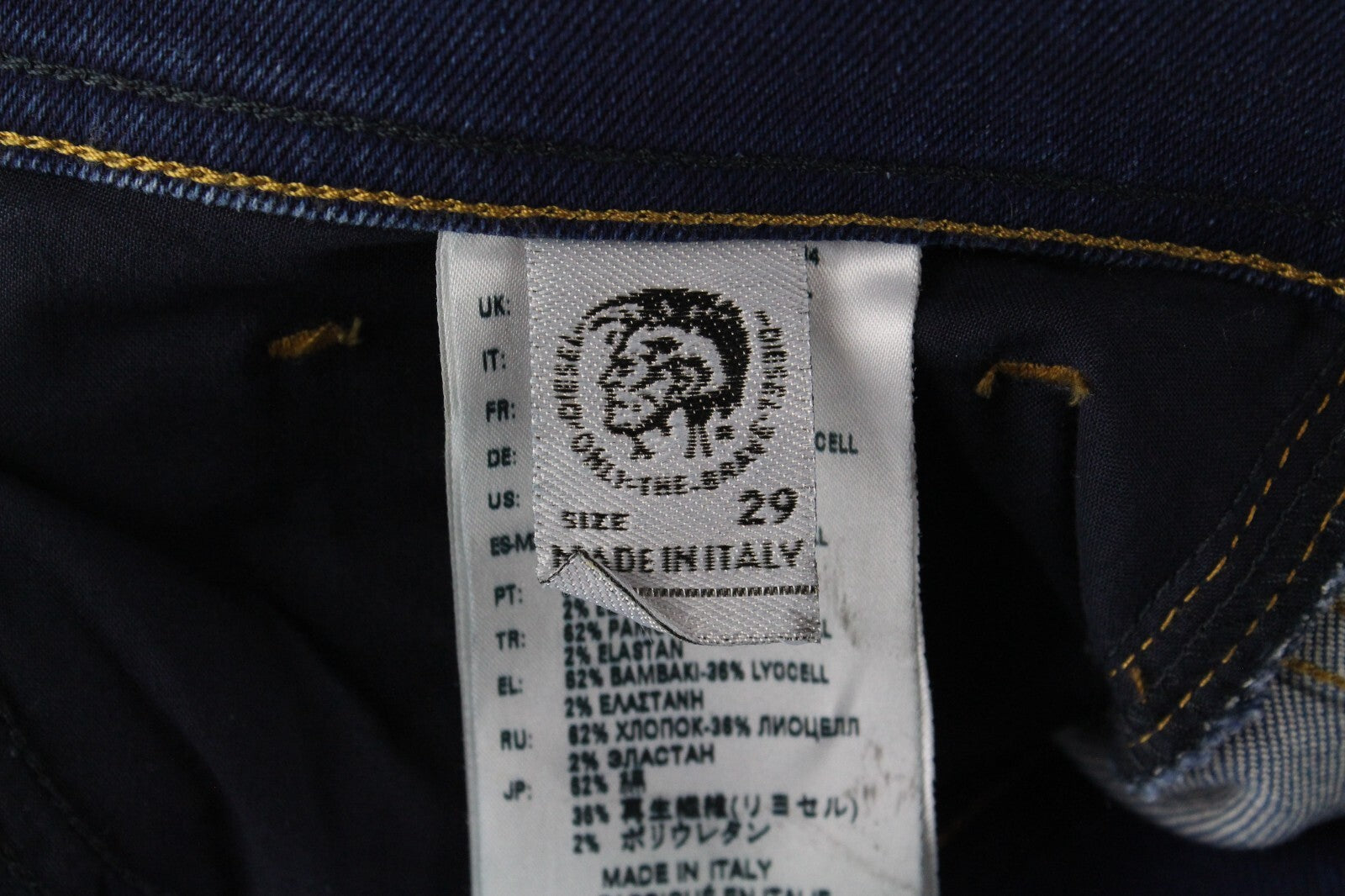 DIESEL Men Jeans W29/L32 Tepphar 080AD Slim Fit Ripped Stretch Dark Blue Cotton