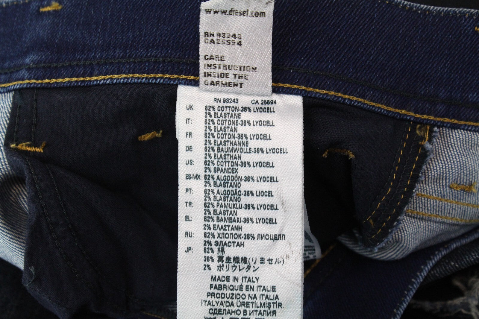 DIESEL Men Jeans W29/L32 Tepphar 080AD Slim Fit Ripped Stretch Dark Blue Cotton