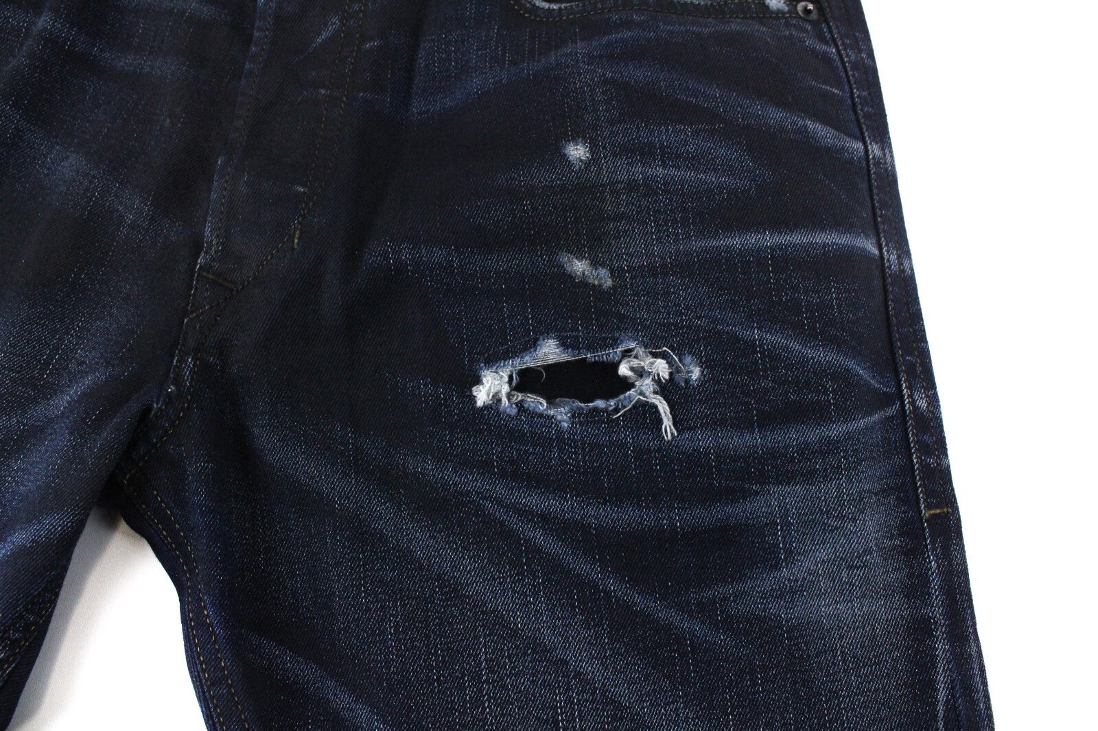 DIESEL Men Jeans W29/L32 Tepphar 080AD Slim Fit Ripped Stretch Dark Blue Cotton