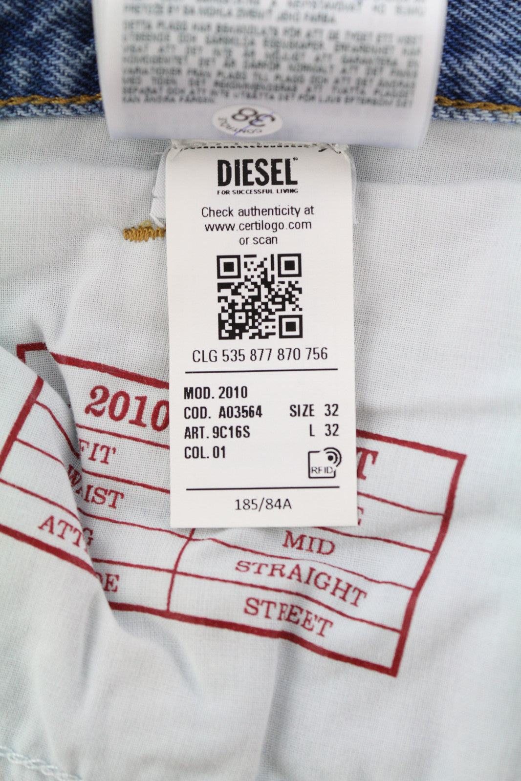 DIESEL 2010 9C16S Men Jeans W32/L32 Loose Fit Mid Waist Straight Leg RRP€160