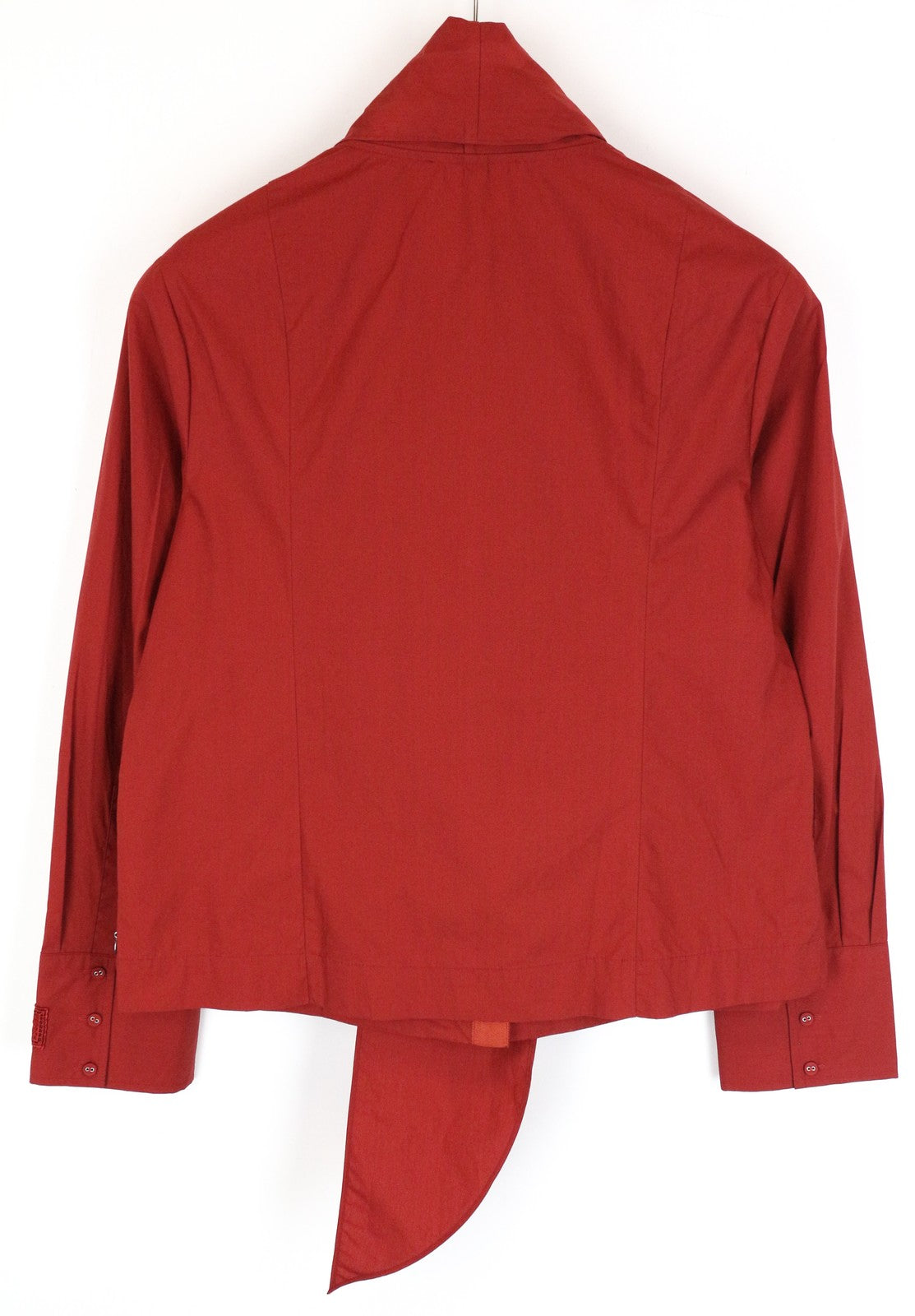 MAISON SCOTCH Brick Red Shirt ~L Long Sleeve Ribbon Tie Collar Button-Up Women's