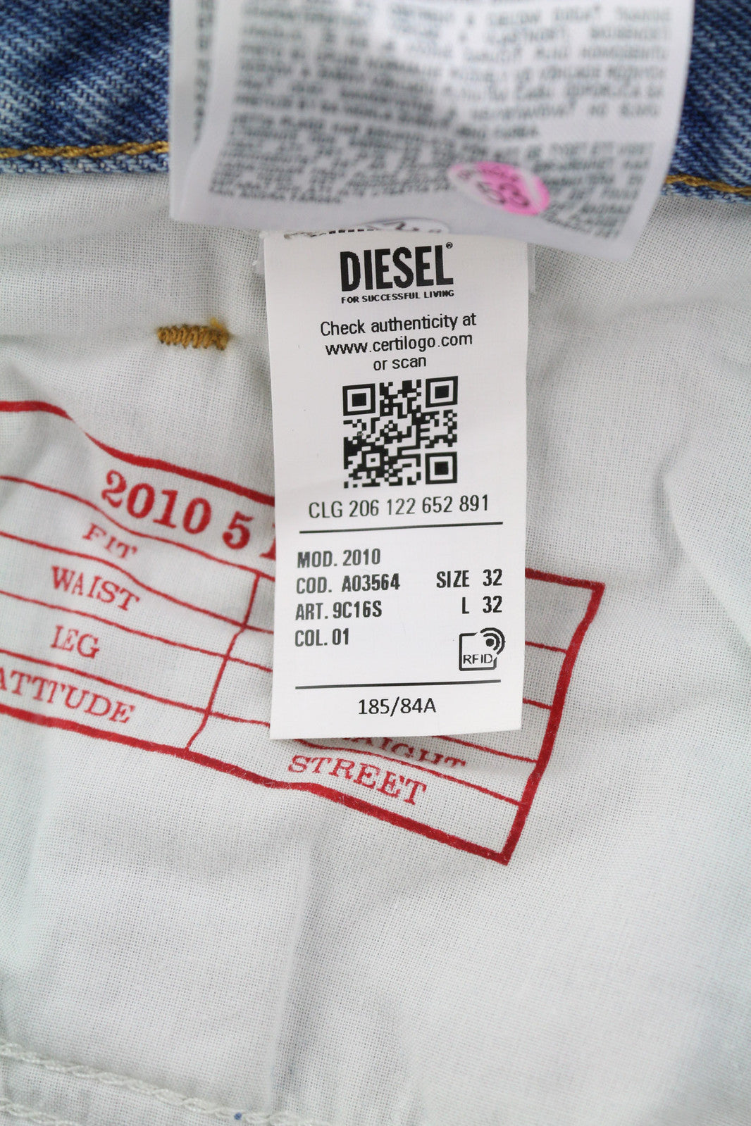 DIESEL 2010 9C16S Men Jeans W32/L32 Loose Fit Mid Waist Straight RRP€160 Blue