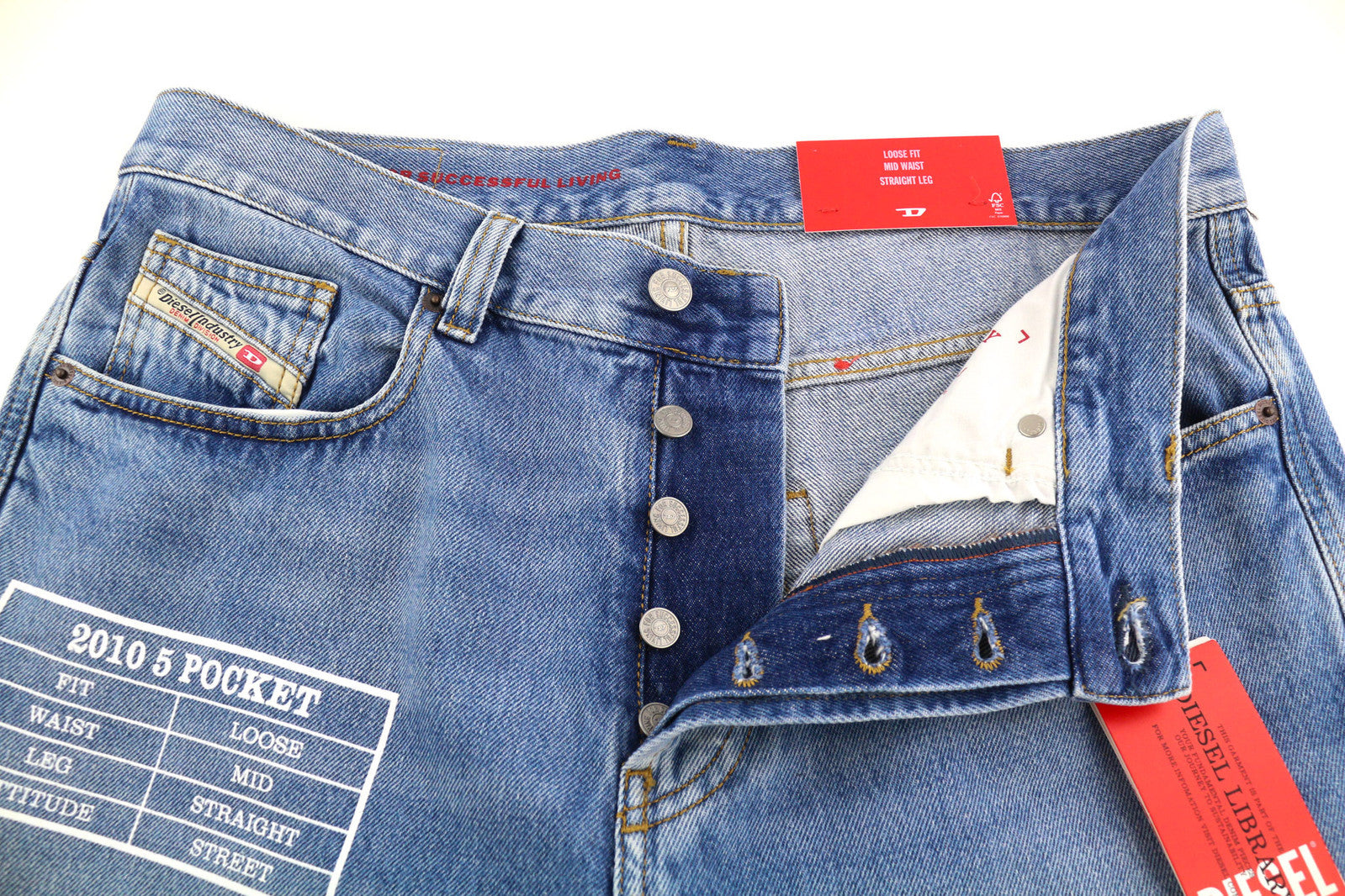 DIESEL 2010 9C16S Men Jeans W32/L32 Loose Fit Mid Waist Straight RRP€160 Blue