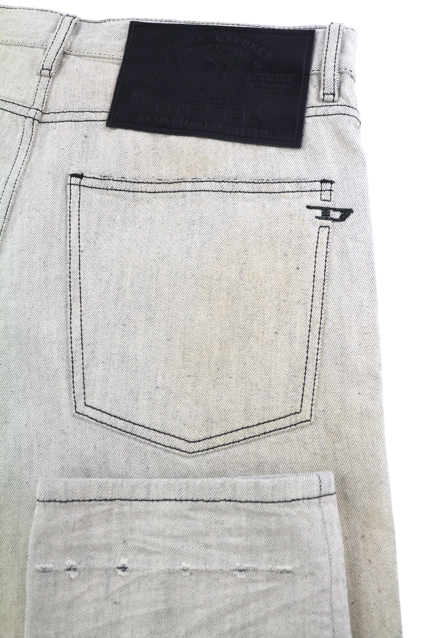 DIESEL D-Kras 09A53 vyriški džinsai W32/L30 Sim Fit dažyto stiliaus RRP220 šviesiai džinsinis audinys