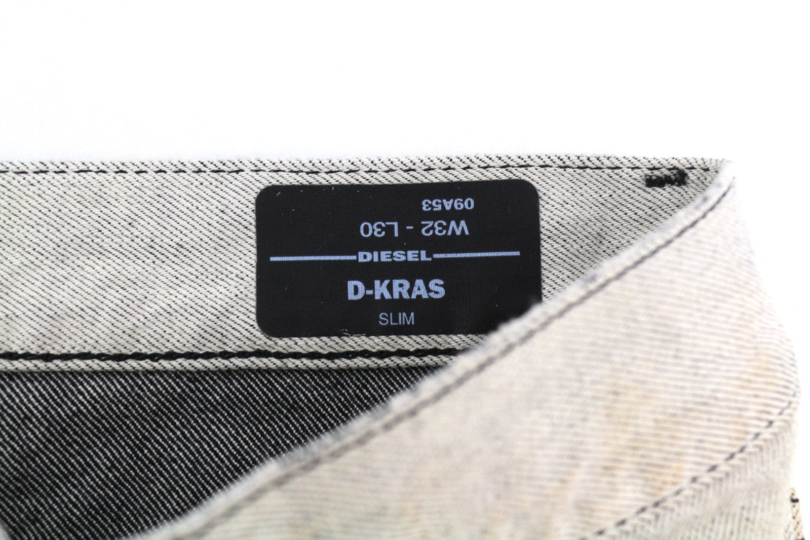 DIESEL D-Kras 09A53 vyriški džinsai W32/L30 Sim Fit dažyto stiliaus RRP220 šviesiai džinsinis audinys