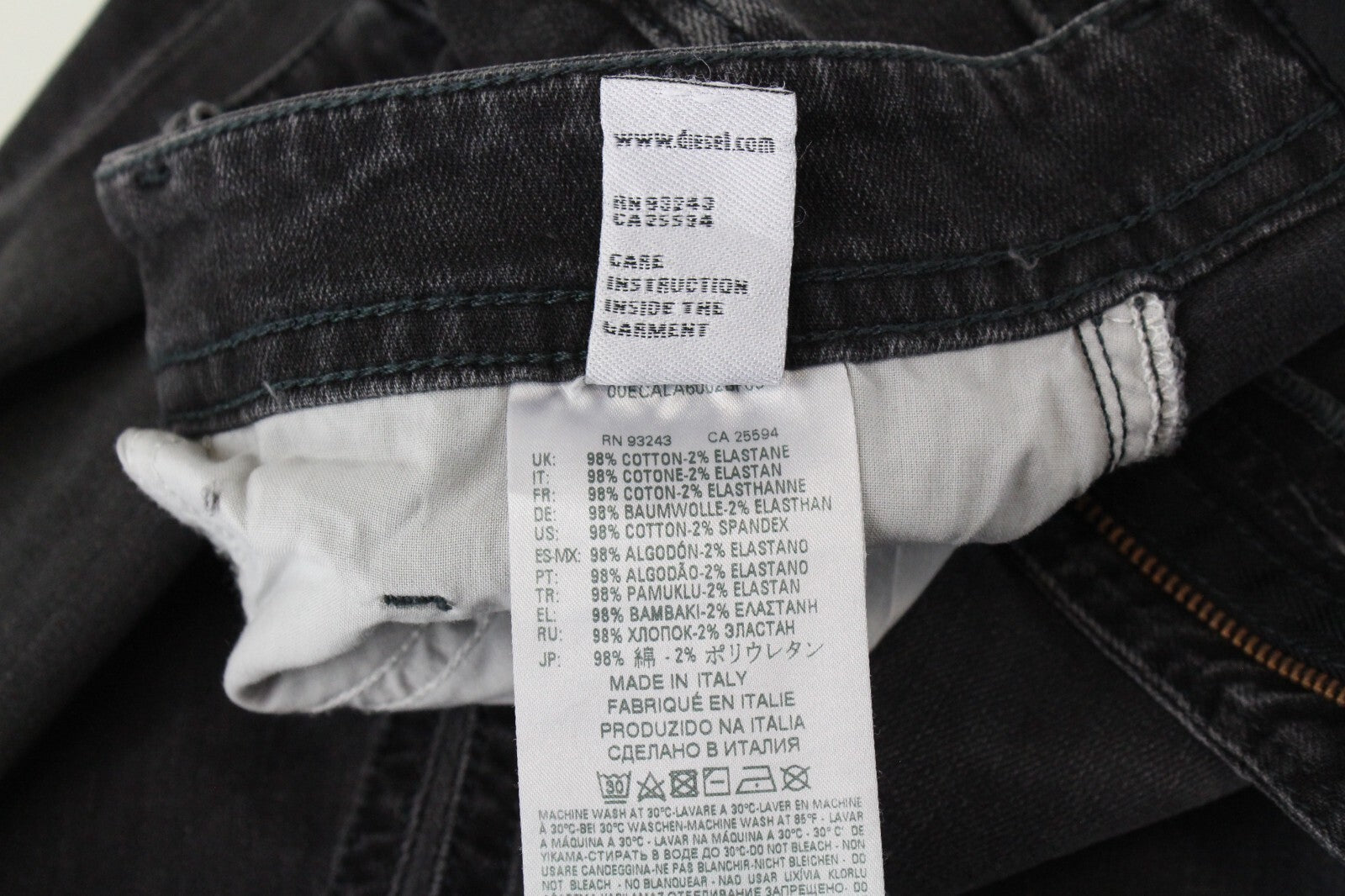 DIESEL Men Jeans W28/L32 Thommer 069BH Slim Fit Ripped Washed Grey Stretch