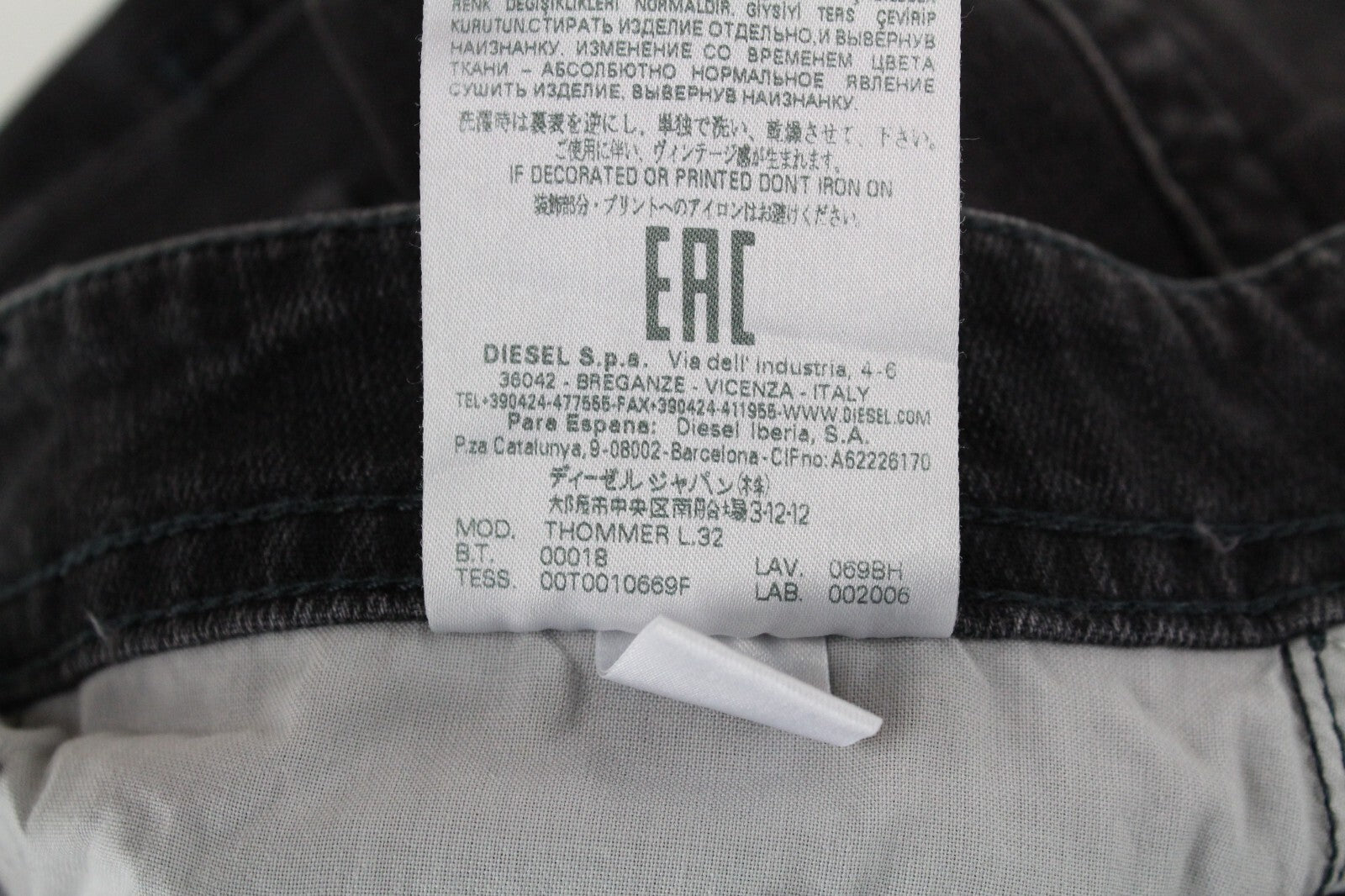 DIESEL Men Jeans W28/L32 Thommer 069BH Slim Fit Ripped Washed Grey Stretch