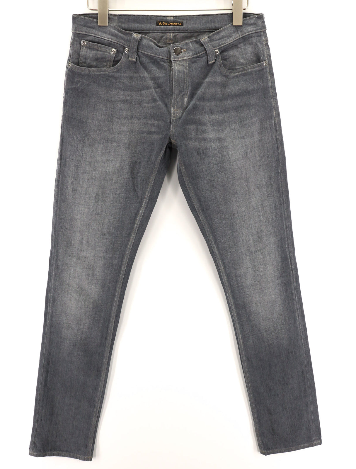 NUDIE JEANS Tight Long John Men Jeans W33/L34 Organic Charcoal Slim Fit Zipper