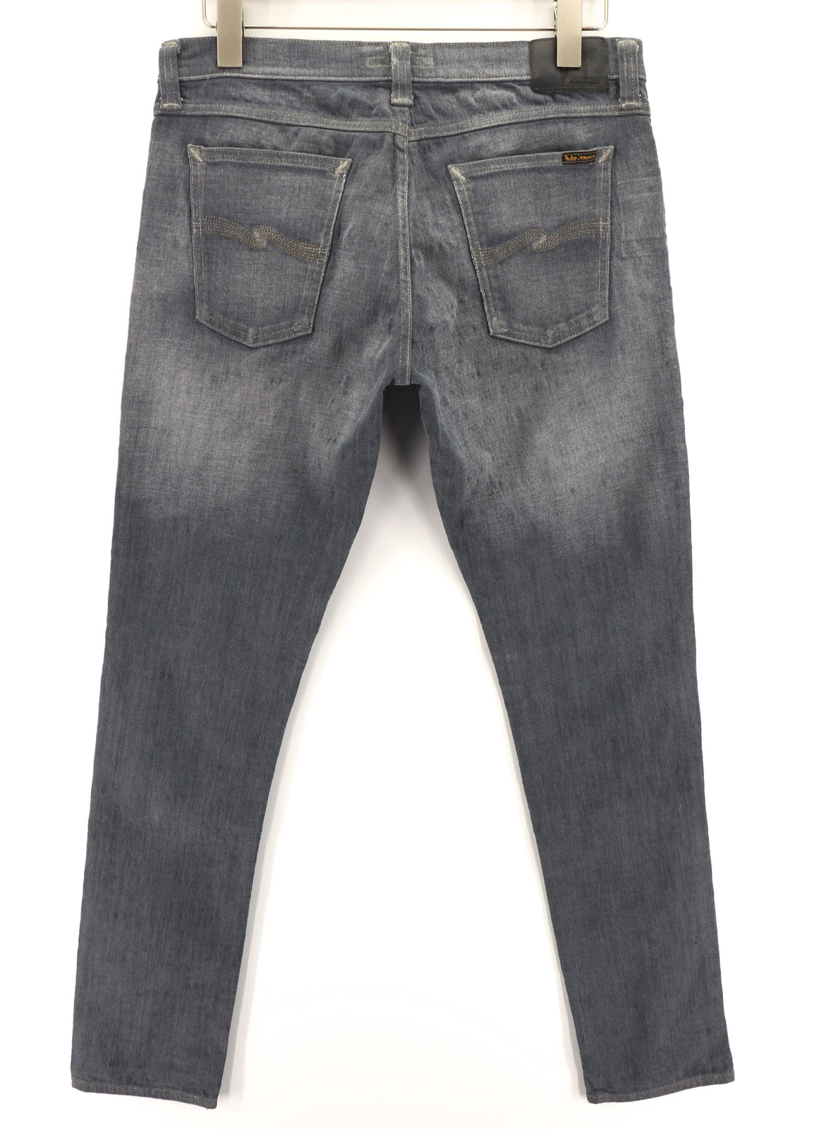 NUDIE JEANS Tight Long John Men Jeans W33/L34 Organic Charcoal Slim Fit Zipper