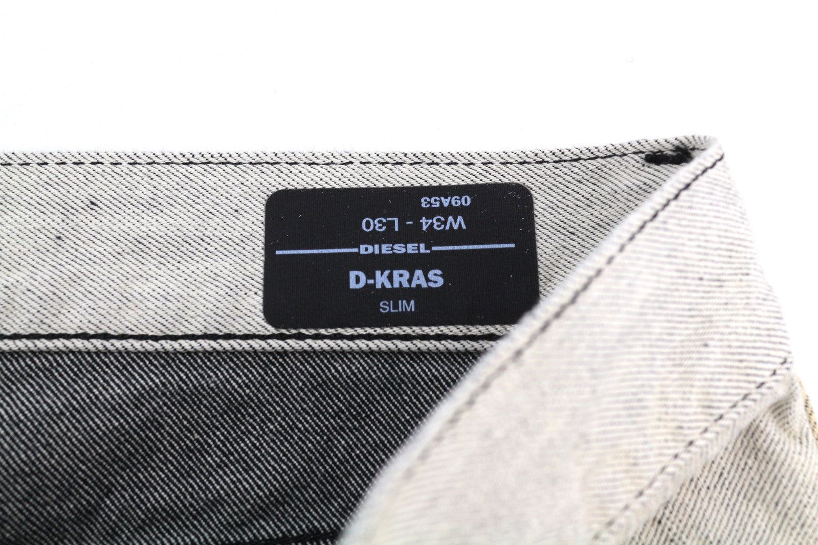 DIESEL D-Kras 09A53 vyriški džinsai W34/L30 Sim Fit dažyto stiliaus RRP220 šviesiai džinsinis audinys