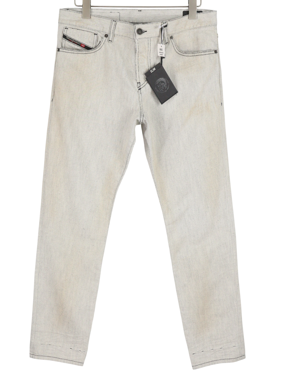 DIESEL D-Kras 09A53 vyriški džinsai W34/L30 Sim Fit dažyto stiliaus RRP220 šviesiai džinsinis audinys