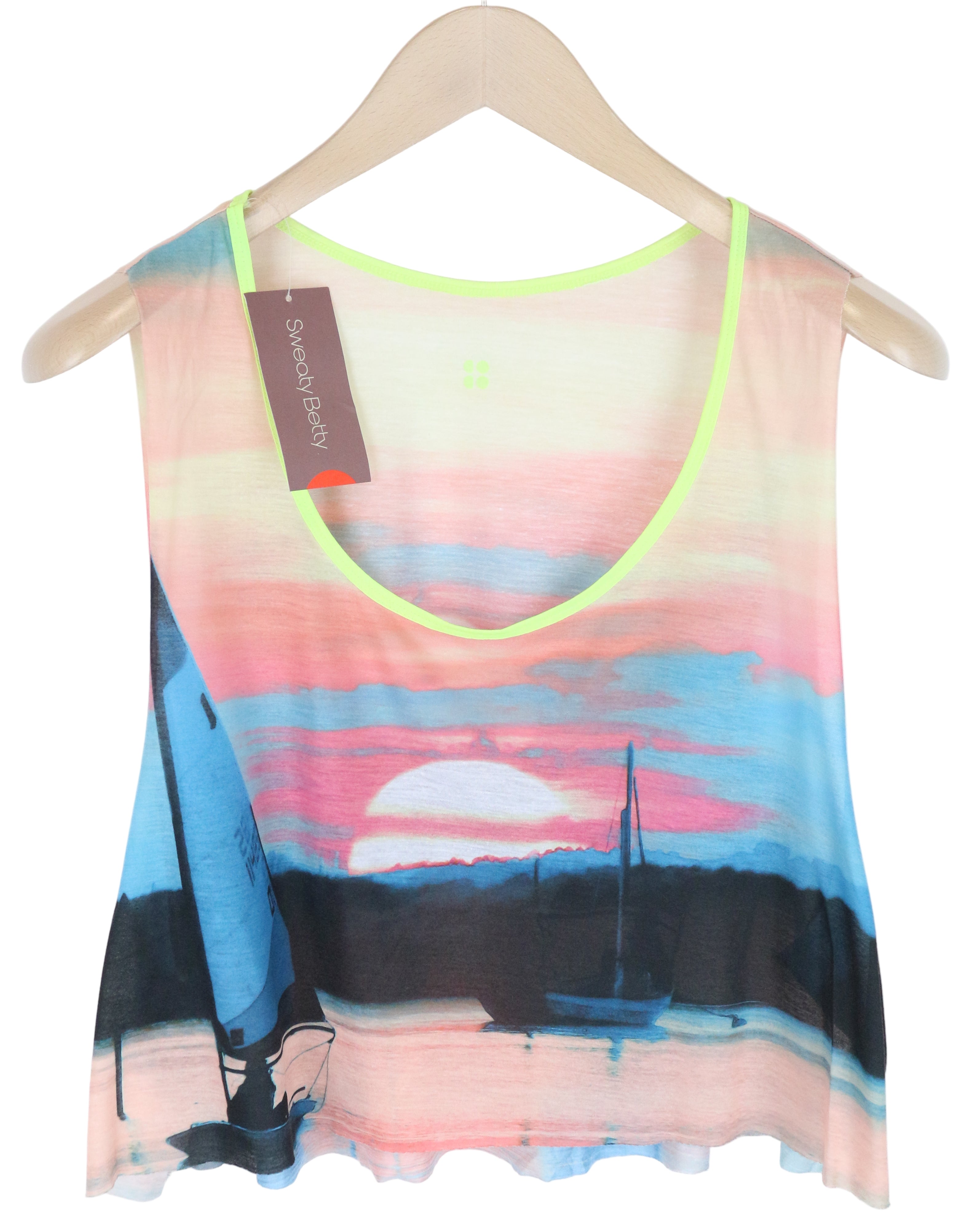 SWEATY BETTY Skipper palaidinė be rankovių, L dydžio, rožinė, laisvo kirpimo, trumpinta palaidinė be rankovių 