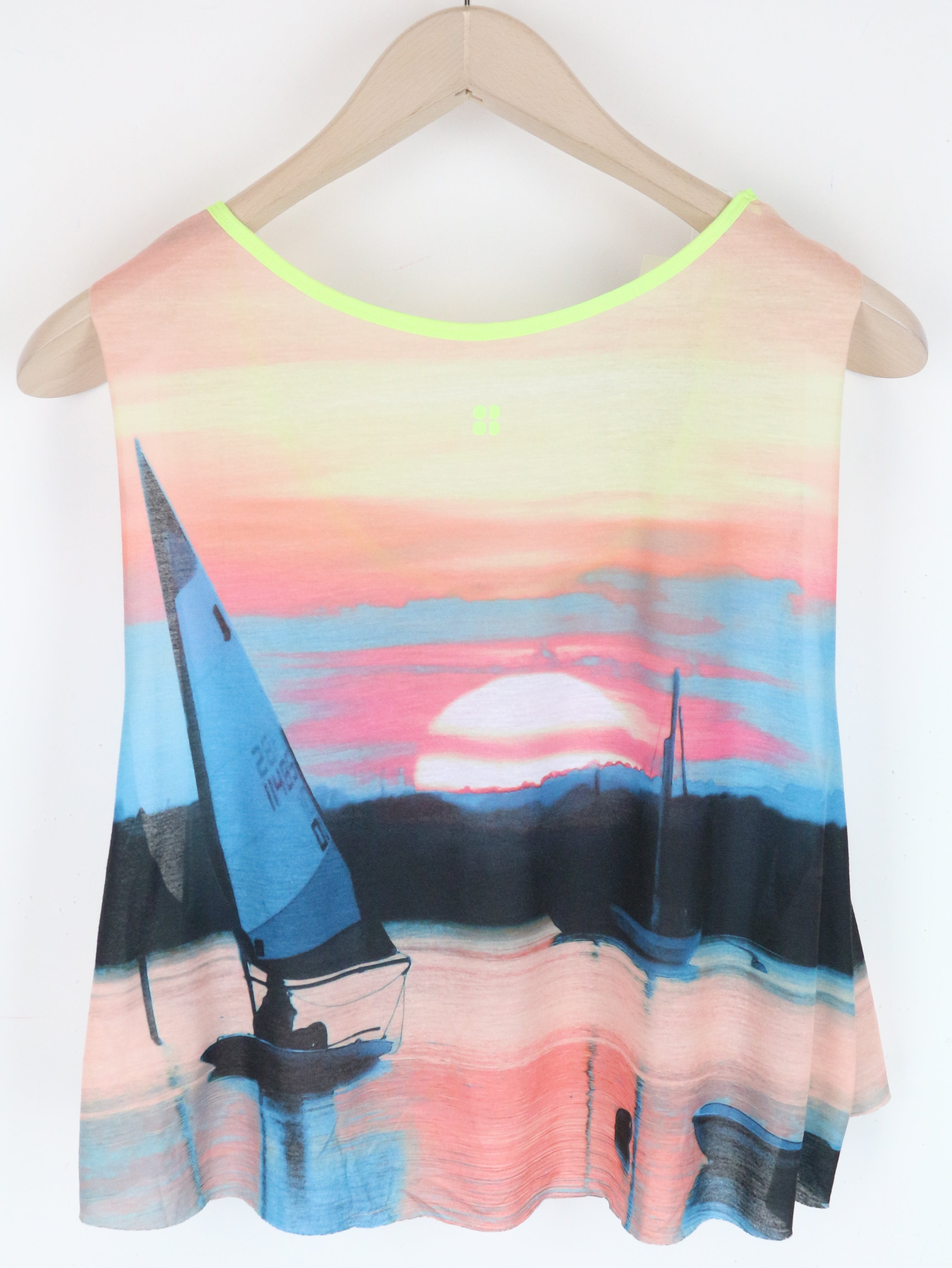 SWEATY BETTY Skipper palaidinė be rankovių, L dydžio, rožinė, laisvo kirpimo, trumpinta palaidinė be rankovių 