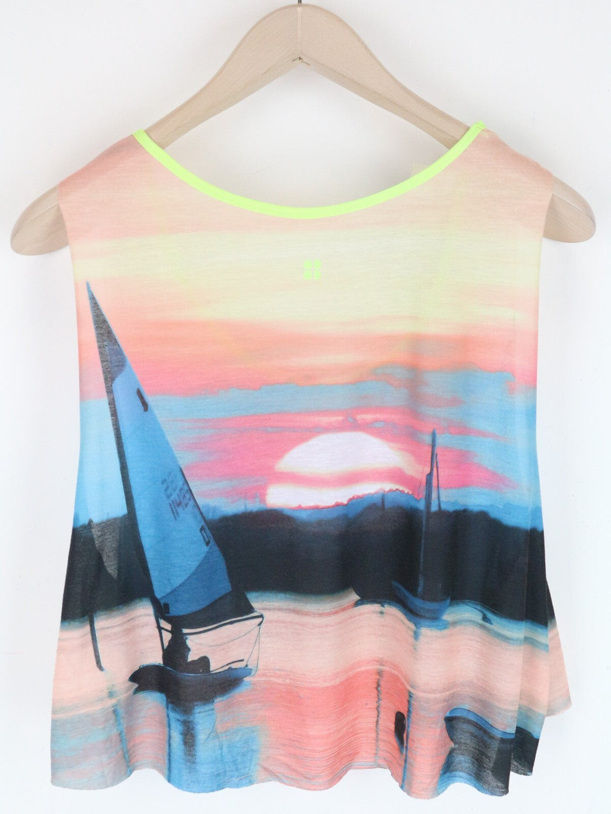 SWEATY BETTY L Rožiniai trumpi „Skipper“ bėgimo marškinėliai be rankovių 