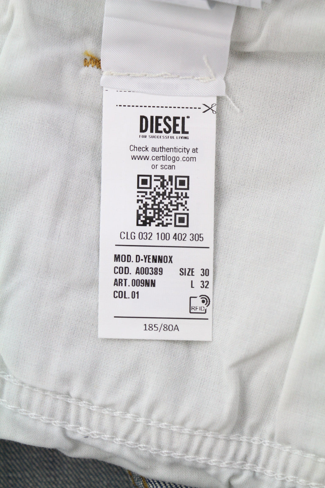 DIESEL D-Yennox 009NN vyriški džinsai W30/L32 siaurėjantys tamprūs skalbti džinsai RRP160