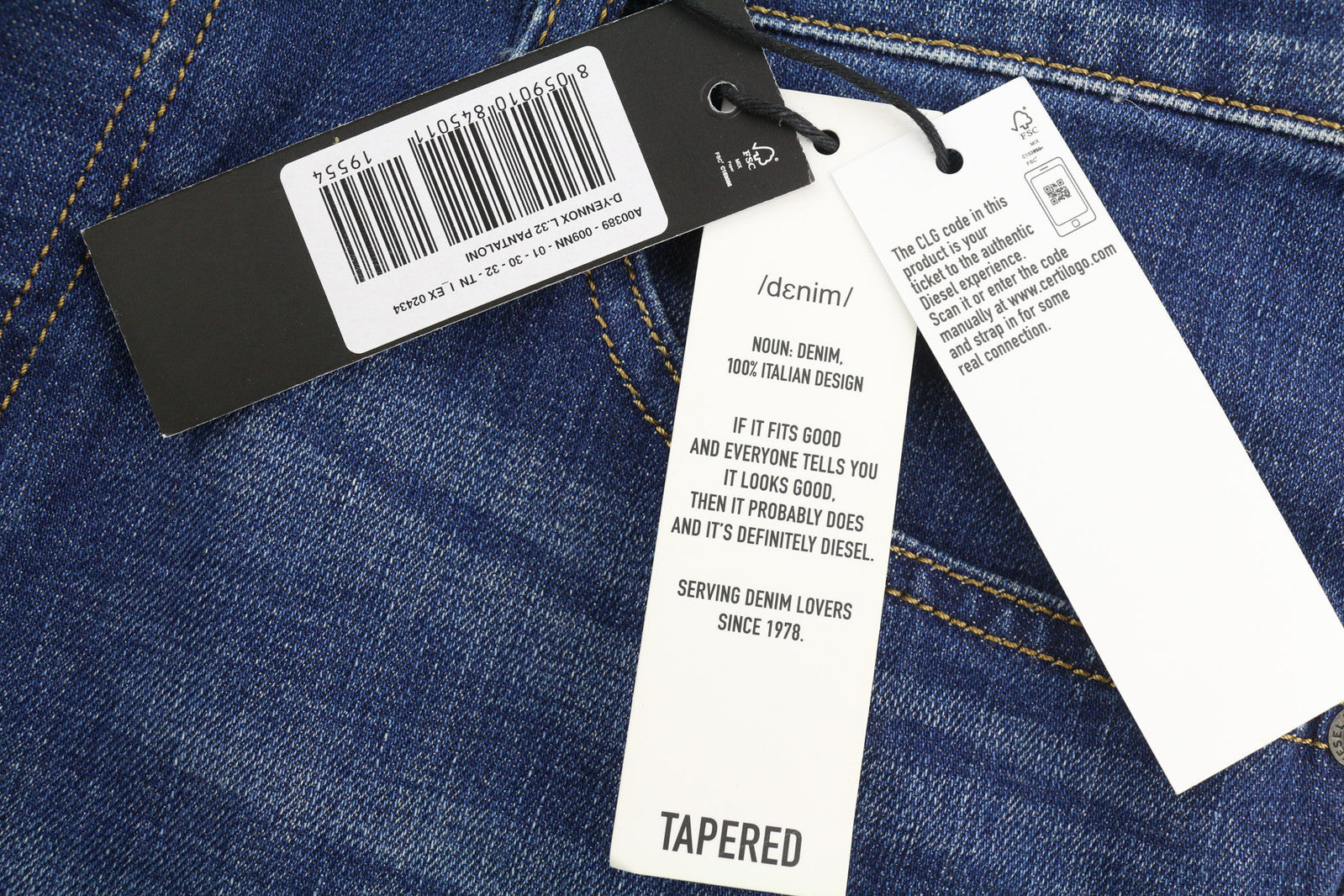 DIESEL D-Yennox 009NN vyriški džinsai W30/L32 siaurėjantys tamprūs skalbti džinsai RRP160