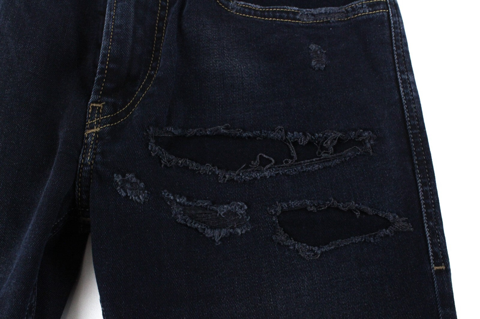 DIESEL vyriški džinsai W28/L32 Thommer 069GM aptempti, tamsiai mėlyni, plėšyti, tamprūs. 