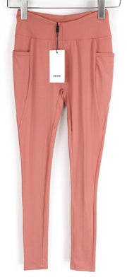 GYM SHARK moteriškos skulptūrinės tamprės S tamsiai rožinės spalvos tamprios sportinės aprangos kišenės 