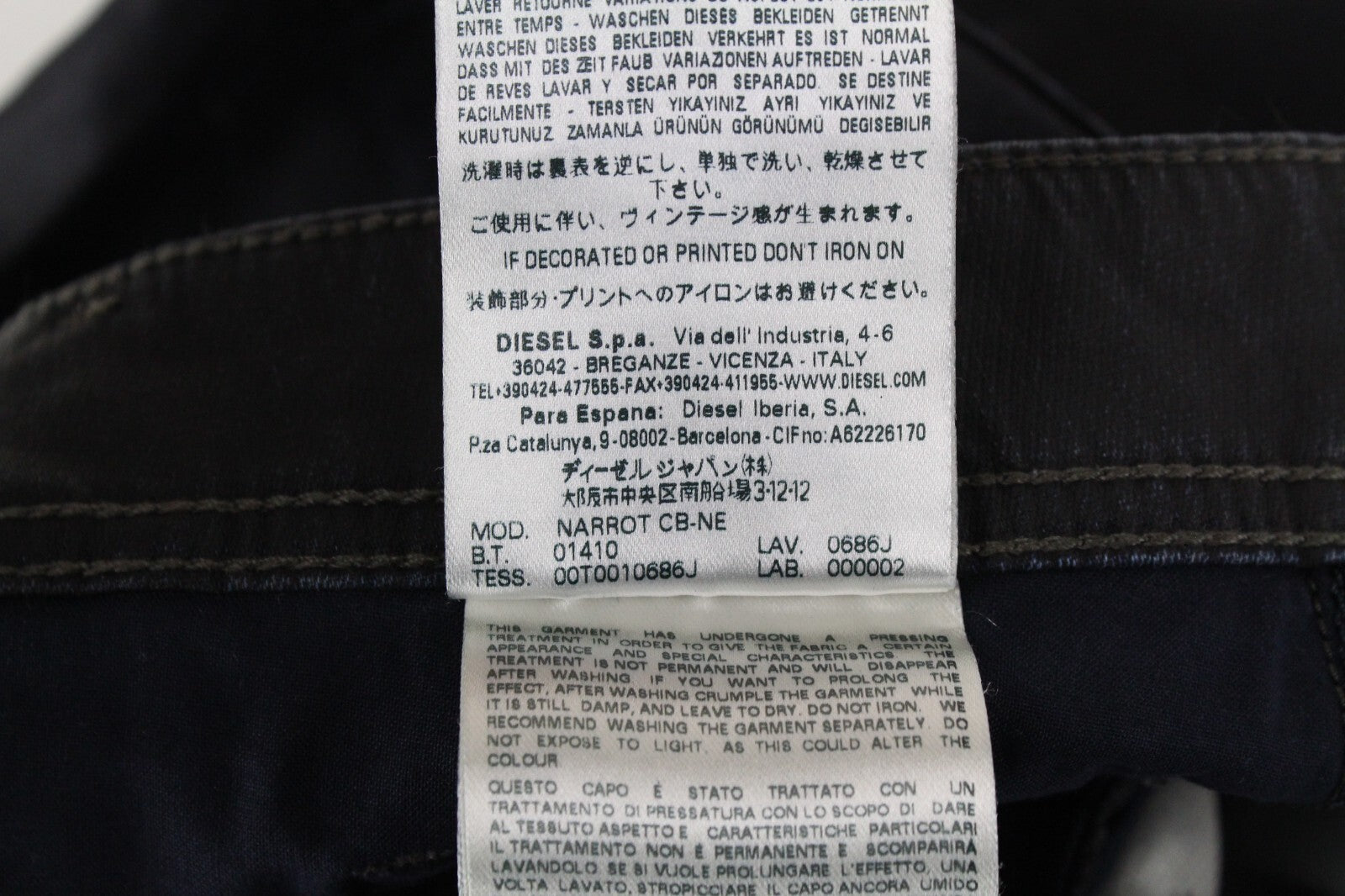 DIESEL Men Jeans W28/L32 Narrot CB-NE 0686J Sweat Jogg Waxed Stretch Pattern